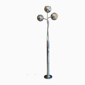 Lámpara de pie ajustable de metal cromado de Reggiani, Italia, años 70