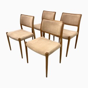Vintage Danish Model 80 Chairs attributed to Niels Otto (N. O.) Møller, 1960s, Set of 4