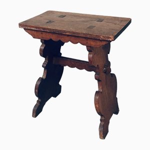 Small Antique Spanish Oak Side Table, 19th Century