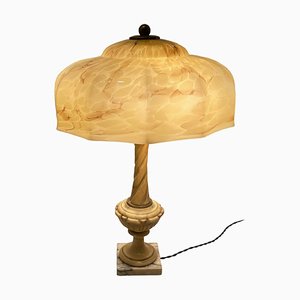 Lámpara de mesa Art Déco de alabastro, años 40