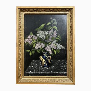 Lecouteux, Still Life with Bouquet of Lilacs, 1902, Oil on Canvas, Framed