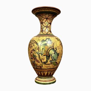 Large Terracotta Vase Painted by Montopoli Etruria, Italy