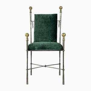 Stuhl aus Eisen & Messing im Stil von Maison Jansens, 1960er