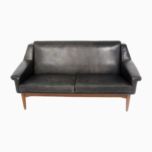 Scandinavian Sofa 2 Seats in Leather, Sweden, 1950s