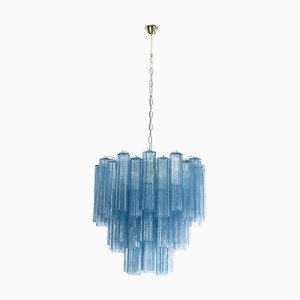 Lampadario Tronchi in vetro di Murano blu, anni '80