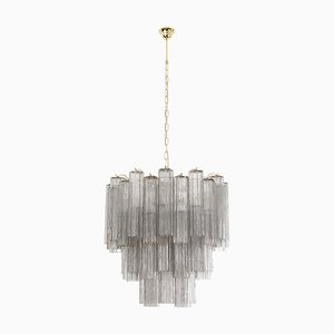 Murano Grey Glass Tronchi Chandelier, 1980s