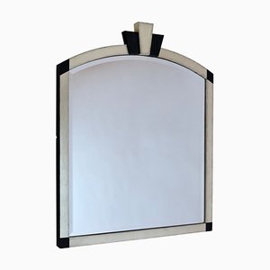 Art Deco Style Wall Mirror in Silver and Black, 1990s