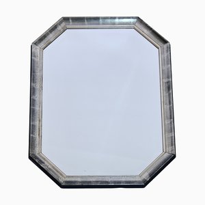 Beveled Wall Mirror with Silver and Black Frame, 1990s
