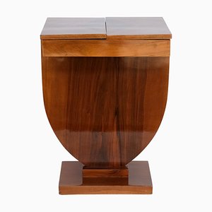 French Art Deco Side Table with Compartments in High Gloss Lacquered Nutwood, 1930s