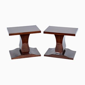 French Art Deco Side Tables in Mahogany, 1930s, Set of 2