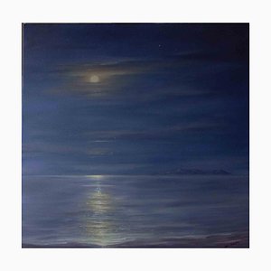 Adriano Bernetti da Vila, Full Moon Over Ponza, Oil on Canvas, 2018