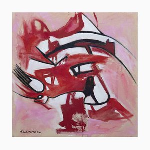 Giorgio Lo Fermo, Composizione rosa e rossa, Olio su tela, 2020