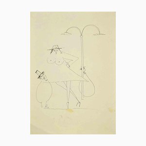 Ugo La Pietra, Sketch, Drawing in Ink, Mid-20th Century