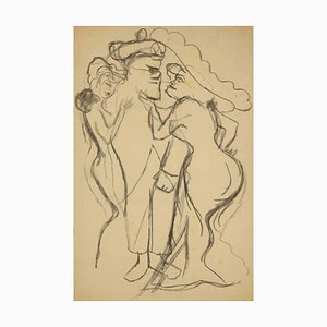Mino Maccari, Attractive Promises, Charcoal Drawing, Mid-20th Century