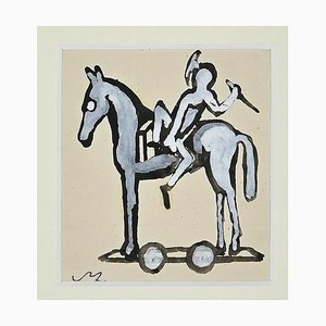 Mino Maccari, Cavallo di Troia, Tempera su carta, anni '60