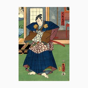 Utagawa Kunisada (Toyokuni III), juez Dai Hanji Kiyozumi, grabado en madera, 1859