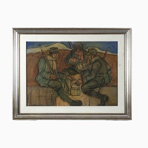 Aroldo Bonzagni, Soldaten, Pastell auf Karton, Anfang 20. Jh., gerahmt