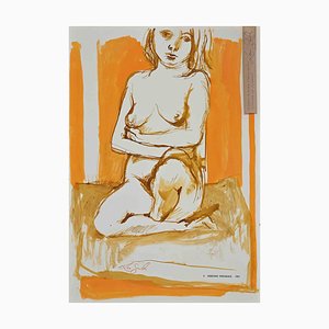 Leo Guida, Desnudo, Pintura de acuarela, 1961