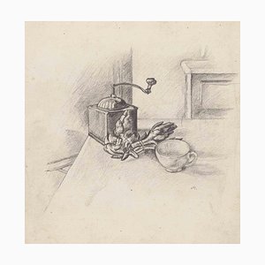 Mino Maccari, Nature Morte, Dessin au Crayon, 1950s