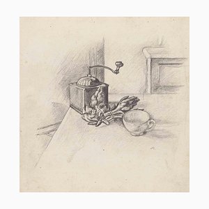 Mino Maccari, Stillleben, Bleistiftzeichnung, 1950er
