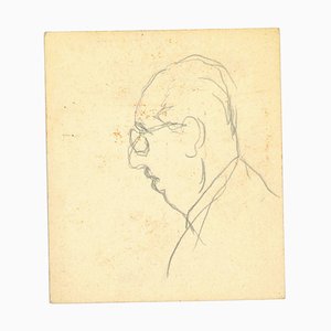 Mino Maccari, The Profile, Dessin au Crayon, 1950s