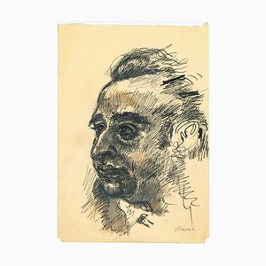Mino Maccari, The Portrait, Ink Drawing, Mid-20th Century
