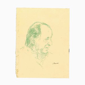 Mino Maccari, The Profile, Dessin au Crayon, 1950s