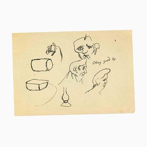 Mino Maccari, Ok Good By, Ink Drawing, 1950s