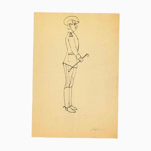 Mino Maccari, The General, dibujo a tinta, años 50