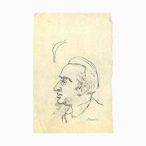 Mino Maccari, The Profile, Dibujo a lápiz, años 50