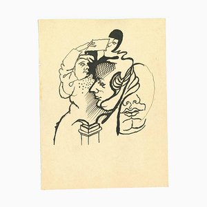 Mino Maccari, The Figures, Ink Drawing, 1950s