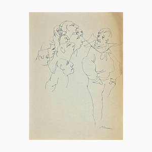 Mino Maccari, The Gaze, Ink Drawing, Mid-20th Century
