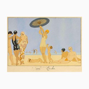 George Barbier, Au Lido, Pochoir, 1920