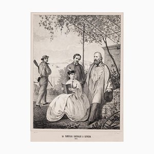 Francesco Giuseppe Casanova, Garibaldi and his Family in Caprera, Lithograph, 1864