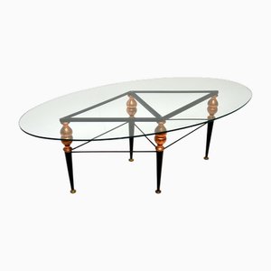 Vintage Italian Steel and Copper Coffee Table, 1960s