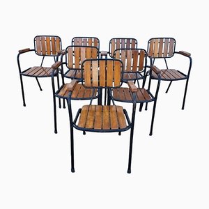 Mid-Century Teak and Metal Outdoor Danish Chair, Set of 7