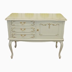 Small Chippendale Sideboard in White and Gold, 1960s