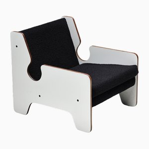 Post-Modern Italian Black & White Lounge Chair, 1970s