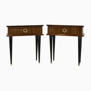 French Bedside Cabinets in Macassar Ebony, 1970s, Set of 2