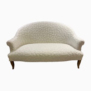 French White Upholstered 2-Seat Sofa