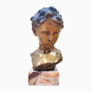 Busto infantil napolitano de bronce de Francesco Parente, años 50