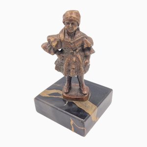 Figurine de Fille en Bronze sur Socle en Marbre, 1890s