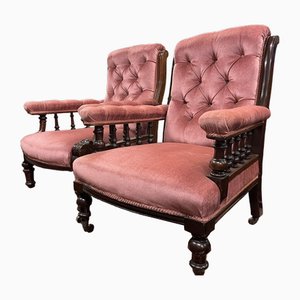 Viktorianische Sessel aus Mahagoni, 2er Set