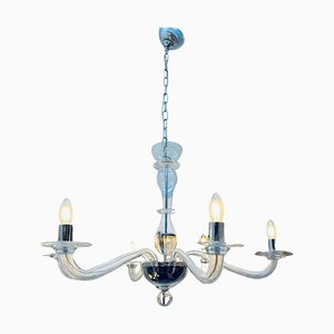 Italian Murano Clear Glass Six Arm Chandelier from Sylcom, 1990s