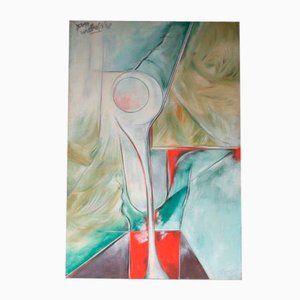 Jan Withofs, Lineaire Versneller, 1968, Peinture sur Panneau de Verre