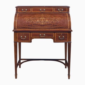 Mahogany Inlaid Cylinder Desk, 1890s