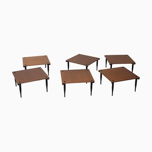 Small Stackable T8 Side Tables attributed to Vico Magistretti for Azucena, Italy, 1954, Set of 6