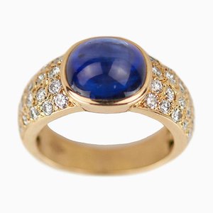 Gold Ring with Sapphire and Diamonds