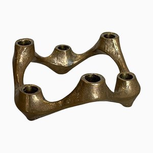 Mid-Century Brutalist Bronze Candleholder attributed to Michael Harjes, Germany, 1960s