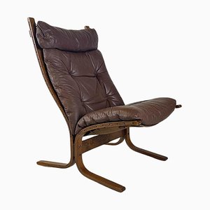 Siesta Armchair in Wood and Leather by Ingmar Relling for Westnofa Vestlandske, 1970s